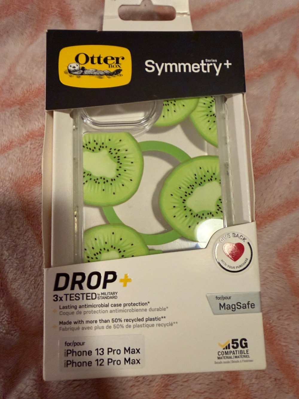 OtterBox Symmetry+ Clear Case with Green Kiwi Design for iPhone 13 Pro Max